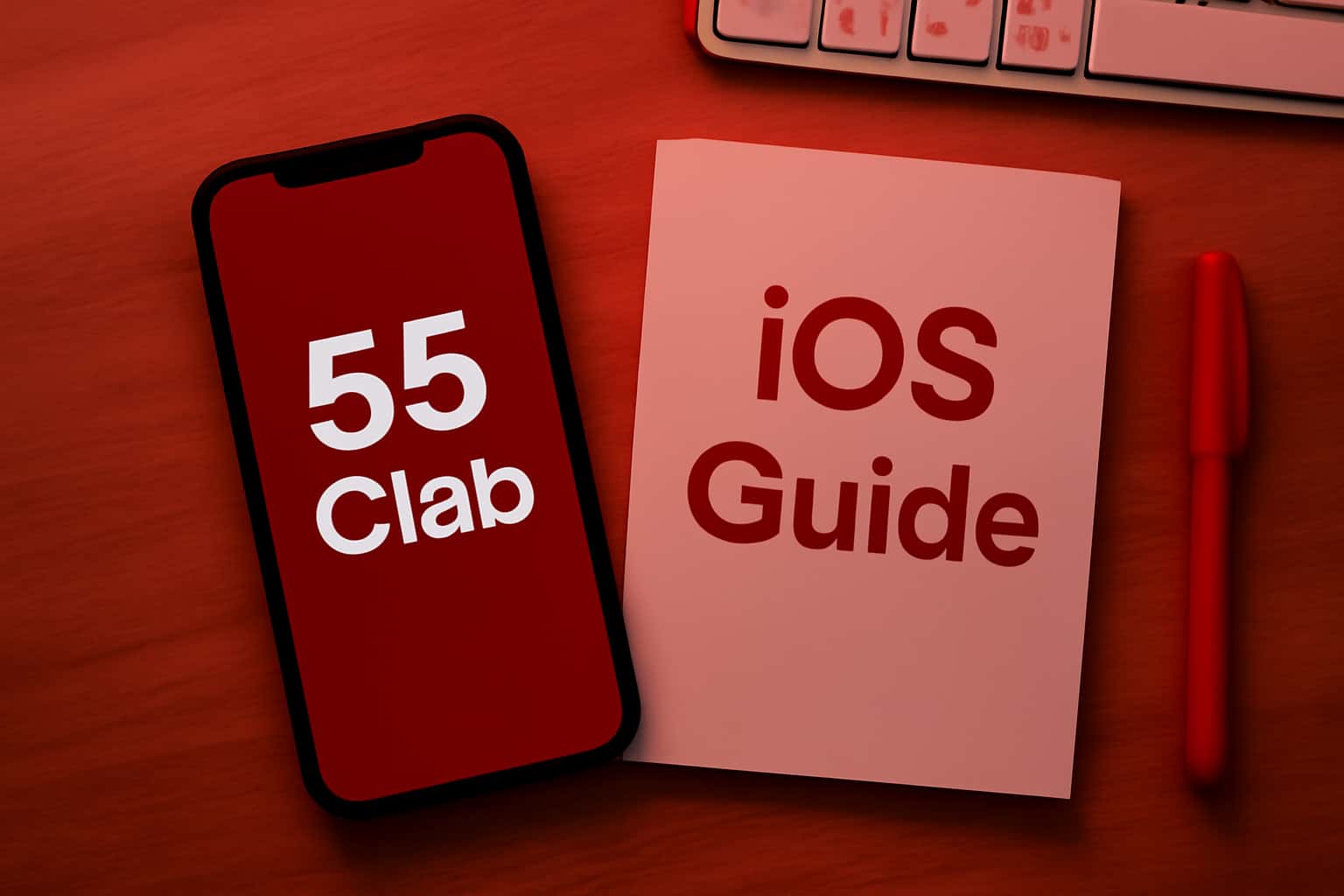 An informative scene showcasing the 55 Clab iOS Guide.