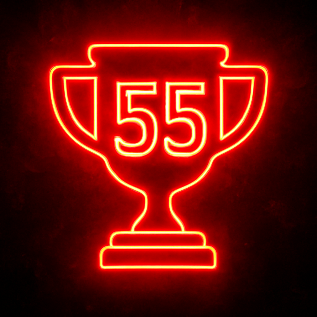 A simple badge representing the best settings for 55 Clab.