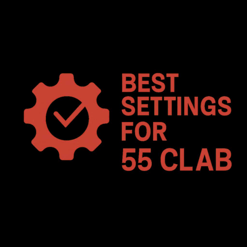 A simple badge representing the best settings for 55 Clab.