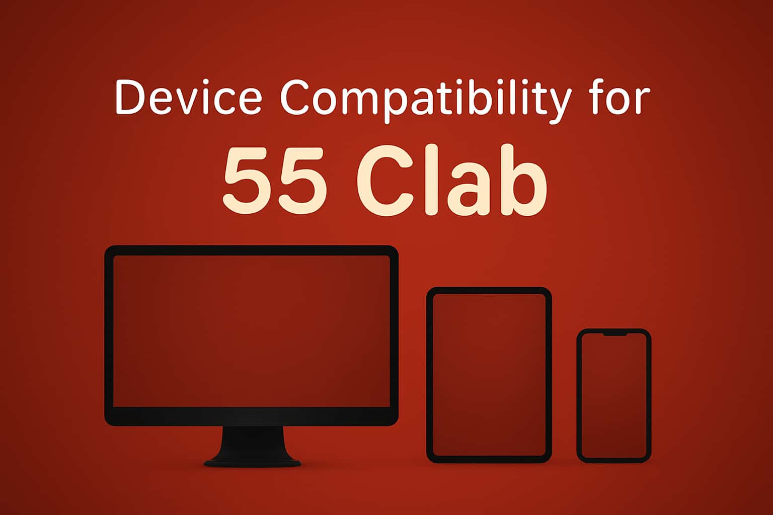 Informational scene showcasing the compatibility requirements for the 55 Clab app.