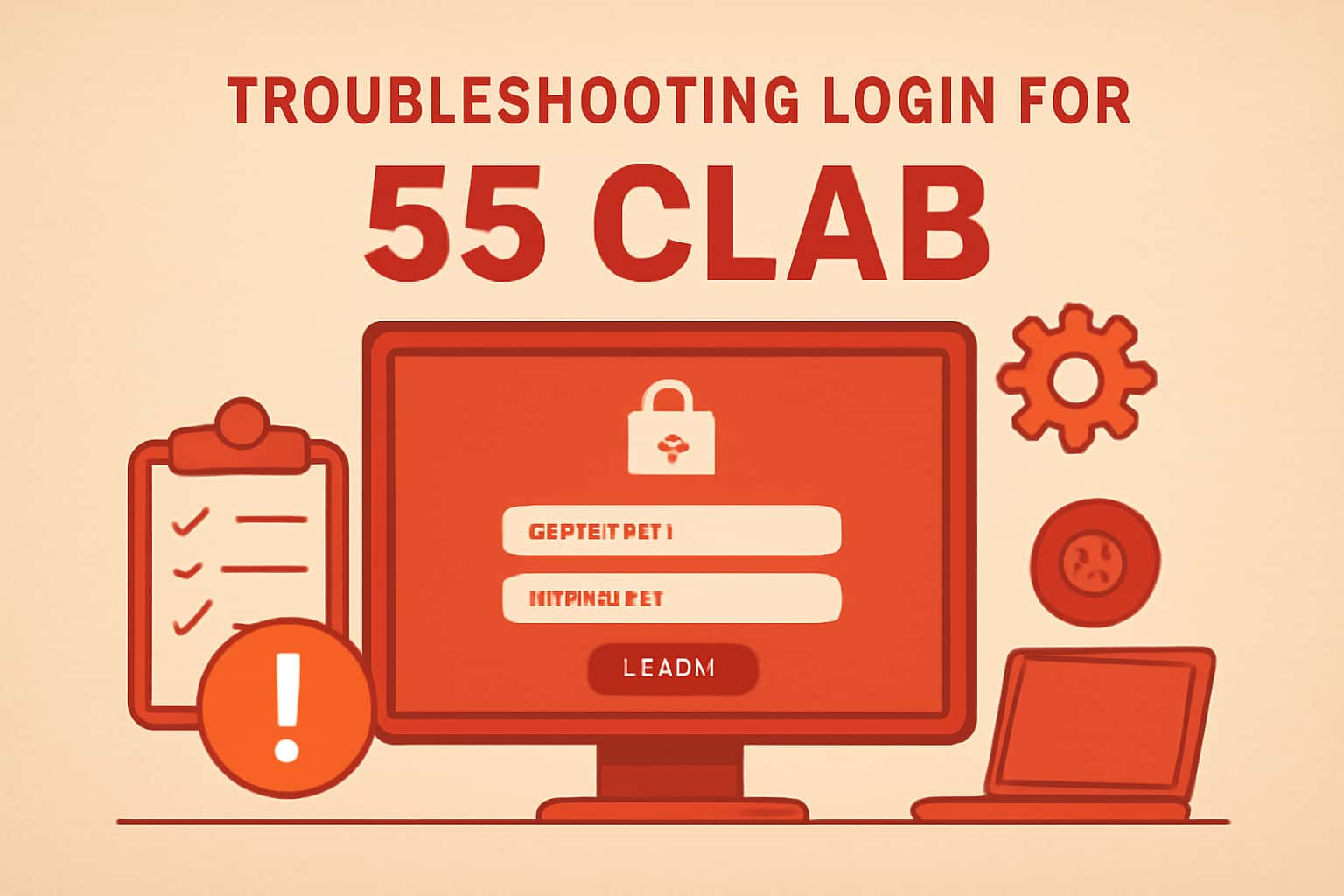 Visual representation of troubleshooting login issues for the 55 Clab app.