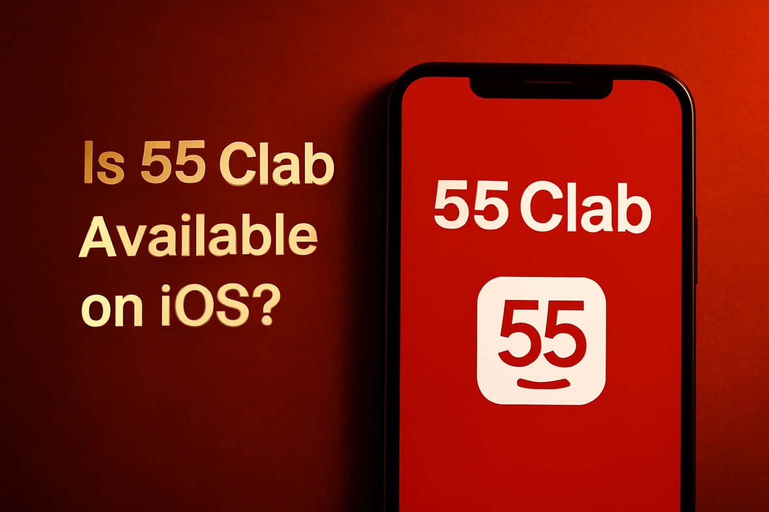 Informational scene depicting the question of 55 Clab's availability on iOS.