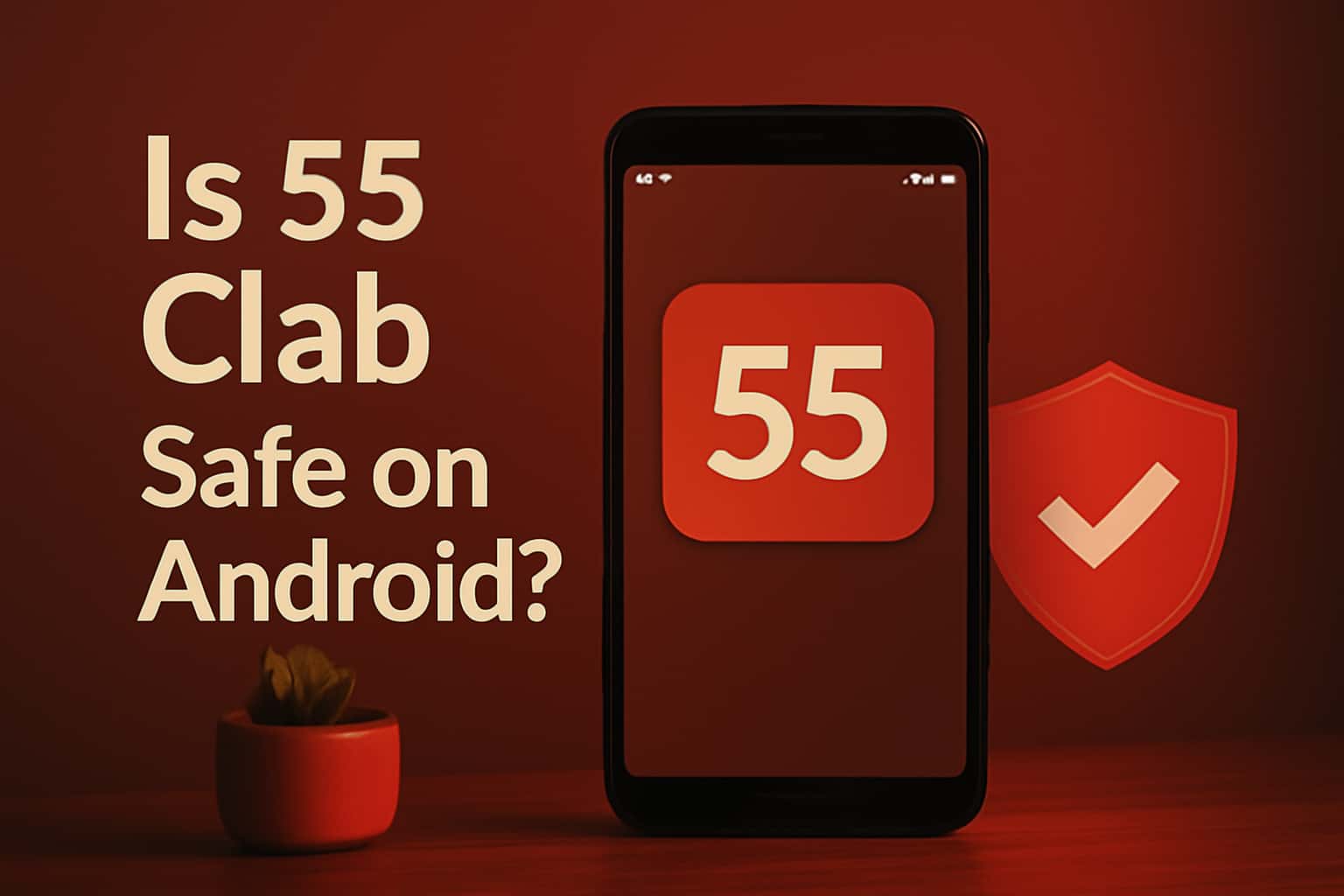Informational scene regarding the safety of 55 Clab on Android devices.