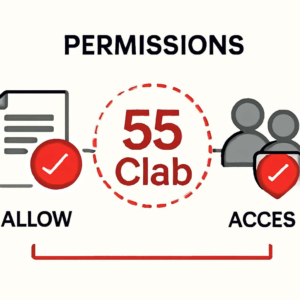 Illustration explaining permissions needed for 55 Clab.