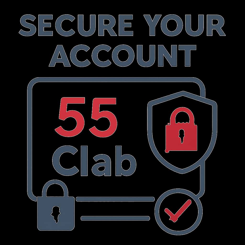 An educational diagram displaying steps to secure a 55 Clab account.