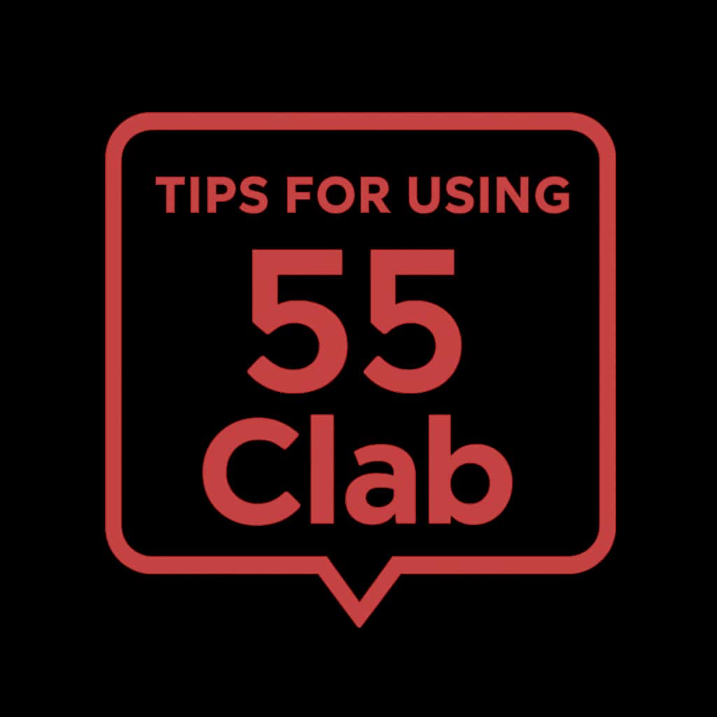 A badge representing guidance for using 55 Clab.