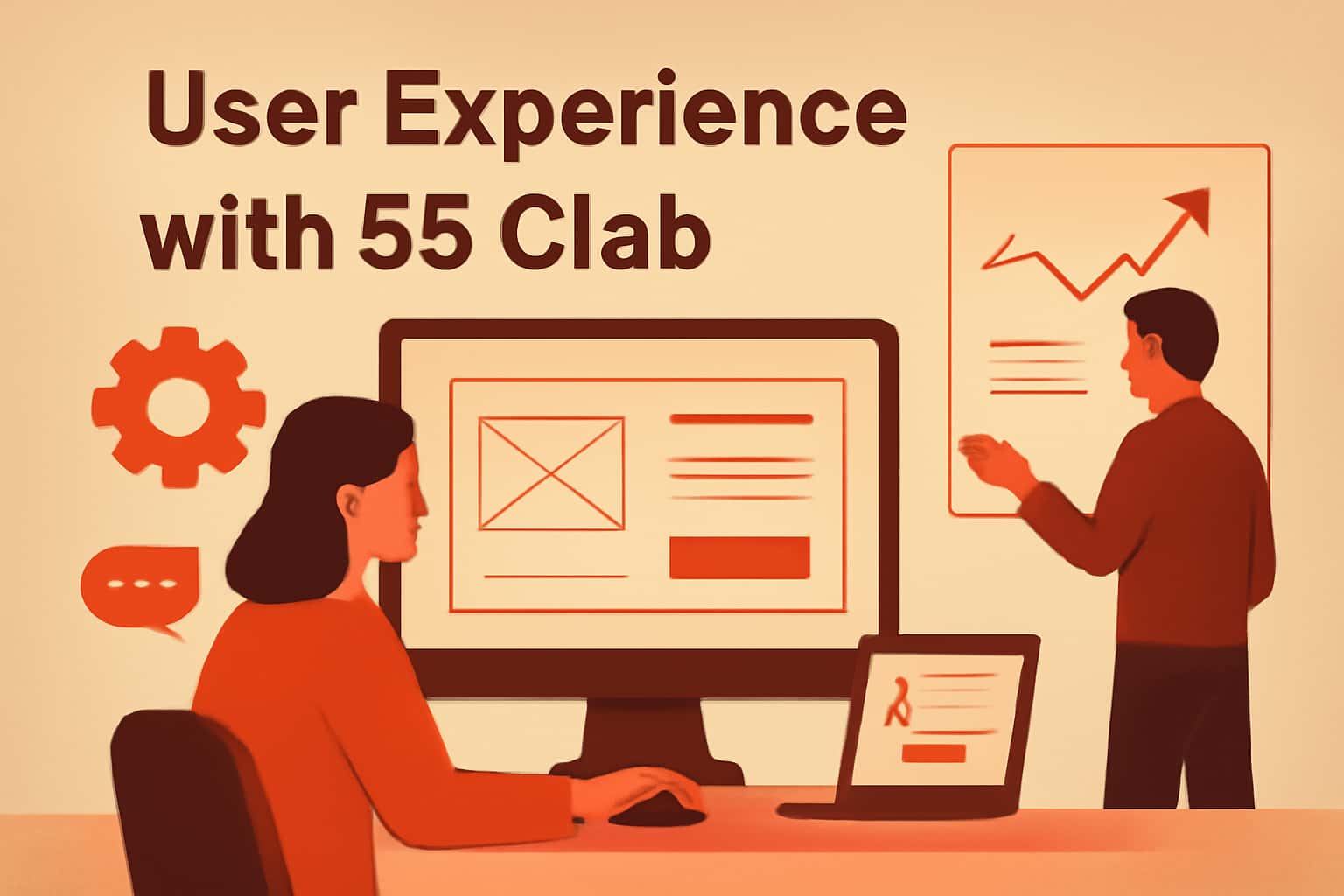 Informational graphic illustrating the user experience with 55 Clab.